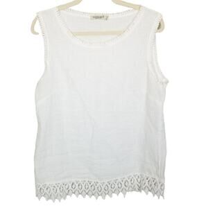 Valentina Naldi Tank Top M White Minimalist Coastal Lagenlook Resort Travel